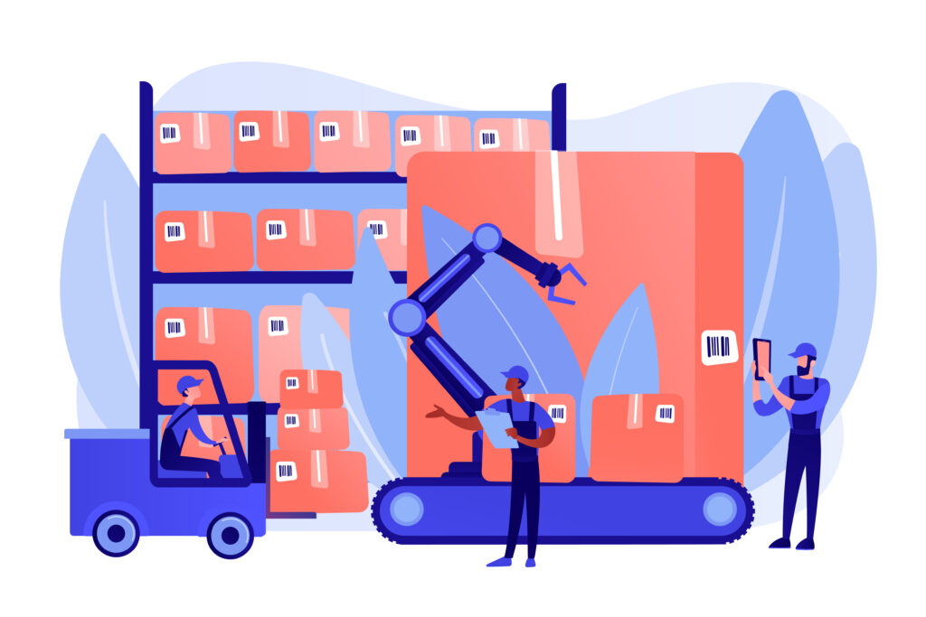 warehouse logistics concept vector illustration.