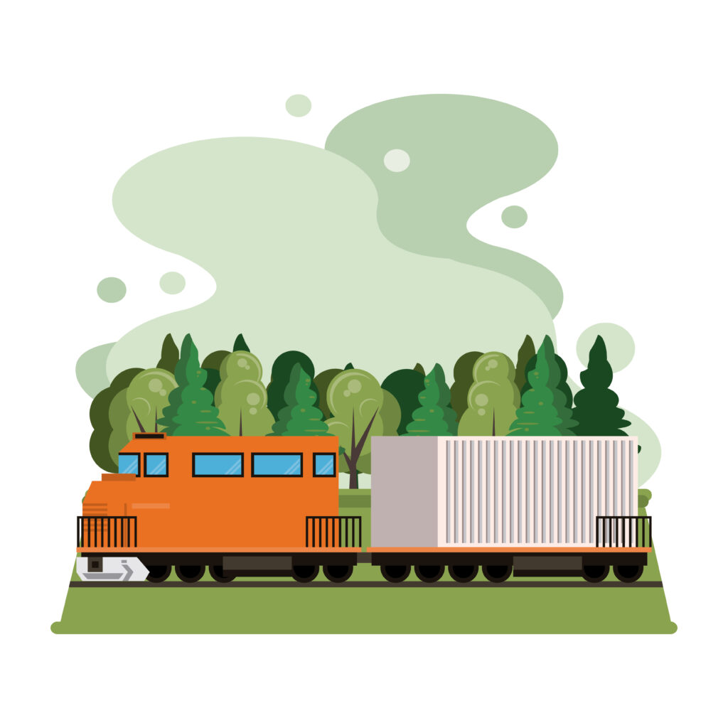 transportation merchandise logistic cargo train cartoon